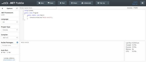 DotNetFiddle