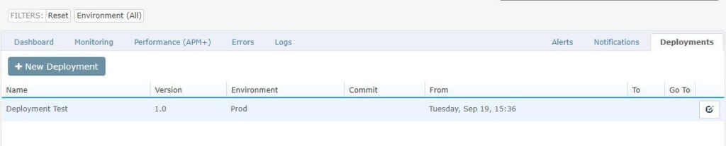Once inside the ‘Deployments’ tab you will be able to view your entire deployment history.
