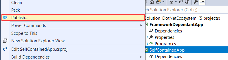 Shows how before you run the apps, you need to publish them, as you would do in production, to get a release build. For Windows, we can follow the same steps for both applications.