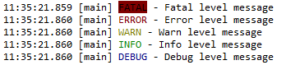 Different colors for log levels