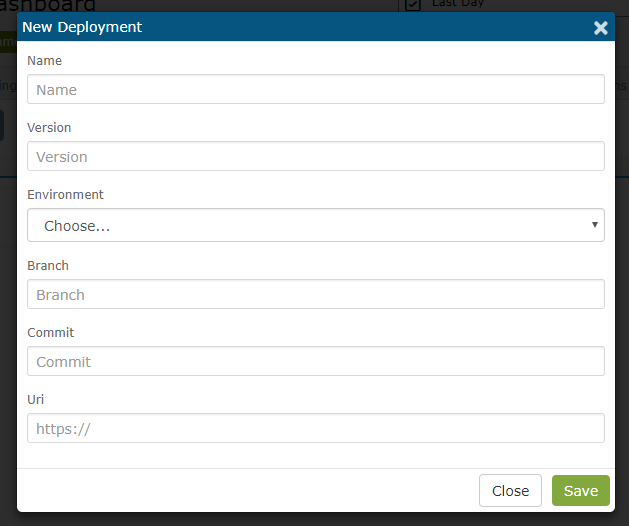 Enter the deployment information into the 'New Deployment' form and click Save.