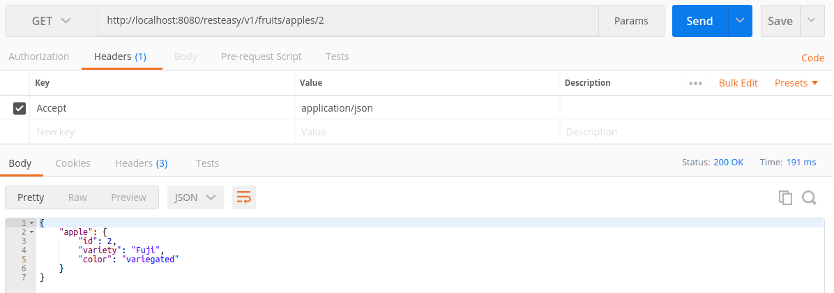 Retrieving apple 2 by id, in JSON