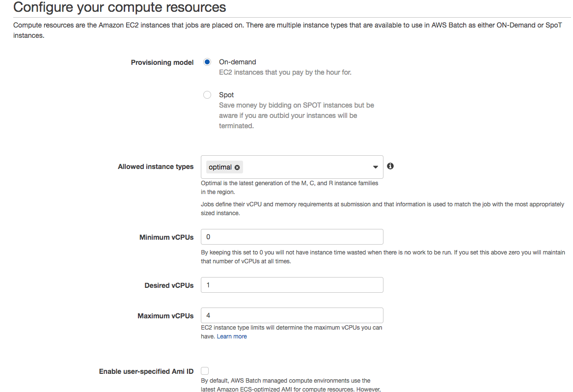 AWS Batch guide compute resources