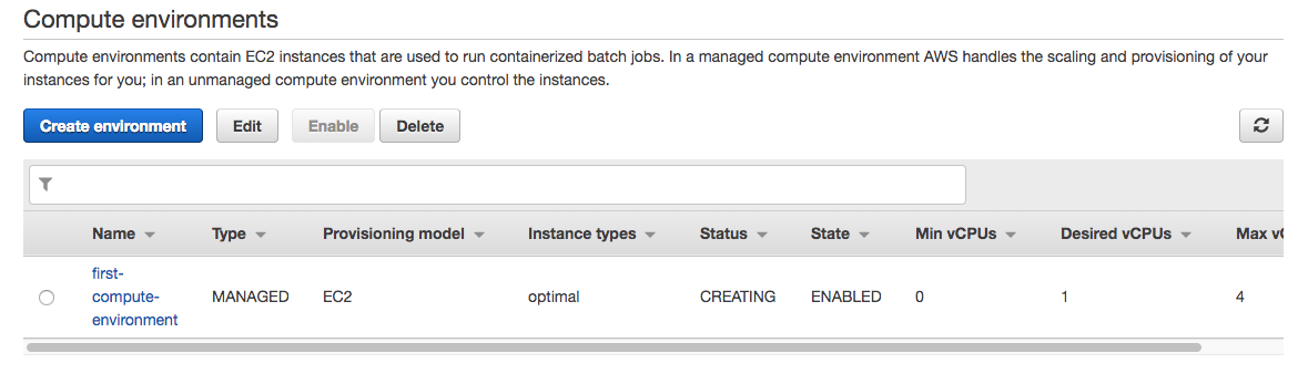 AWS Batch guide compute environments