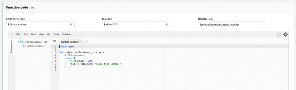 lambda function code