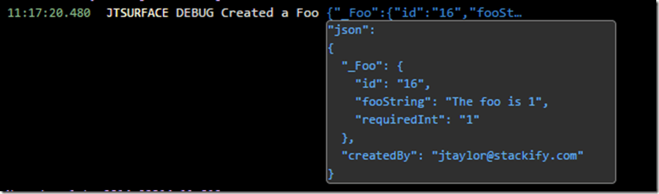 This output came from the Stackify Logging Dashboard, via the Stackify log4net appender.