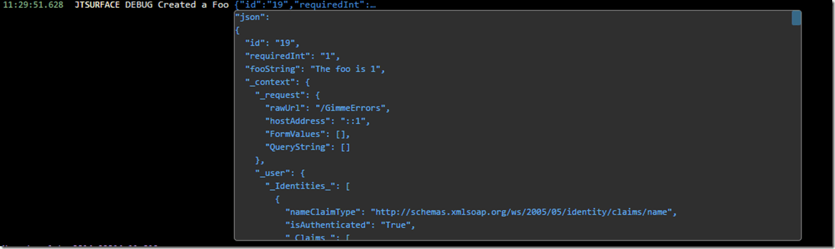 beautiful logging statements output 