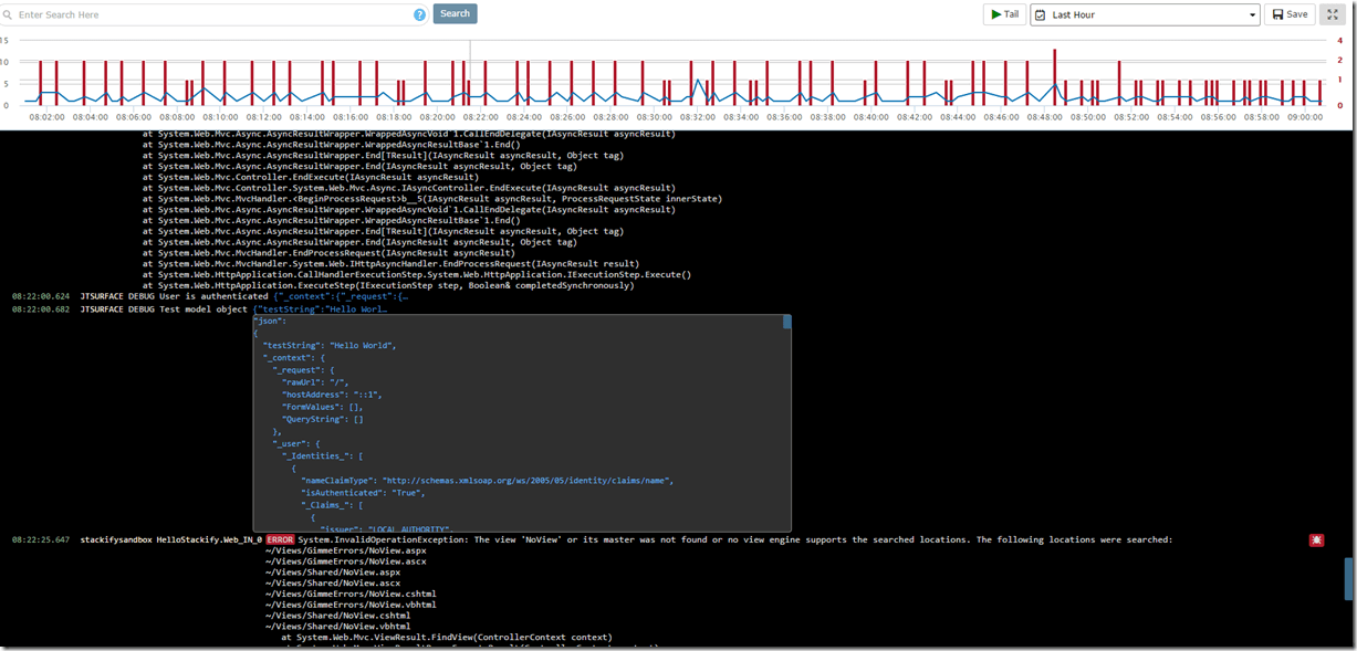 Logging dashboard