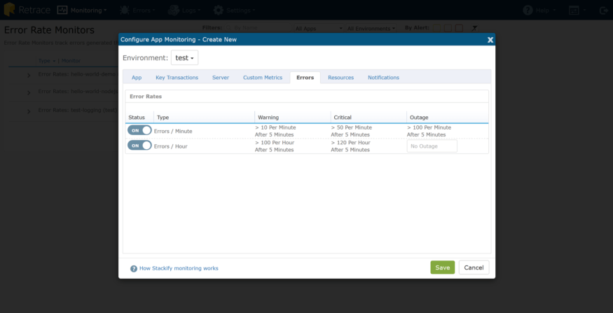 configure app monitoring