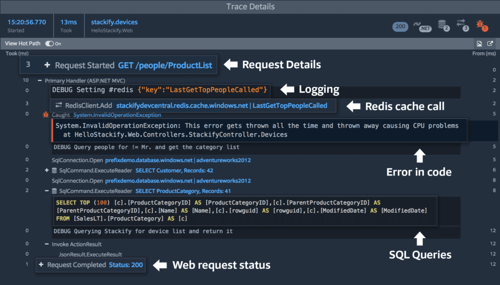 Prefix Trace Return Features Highlighted