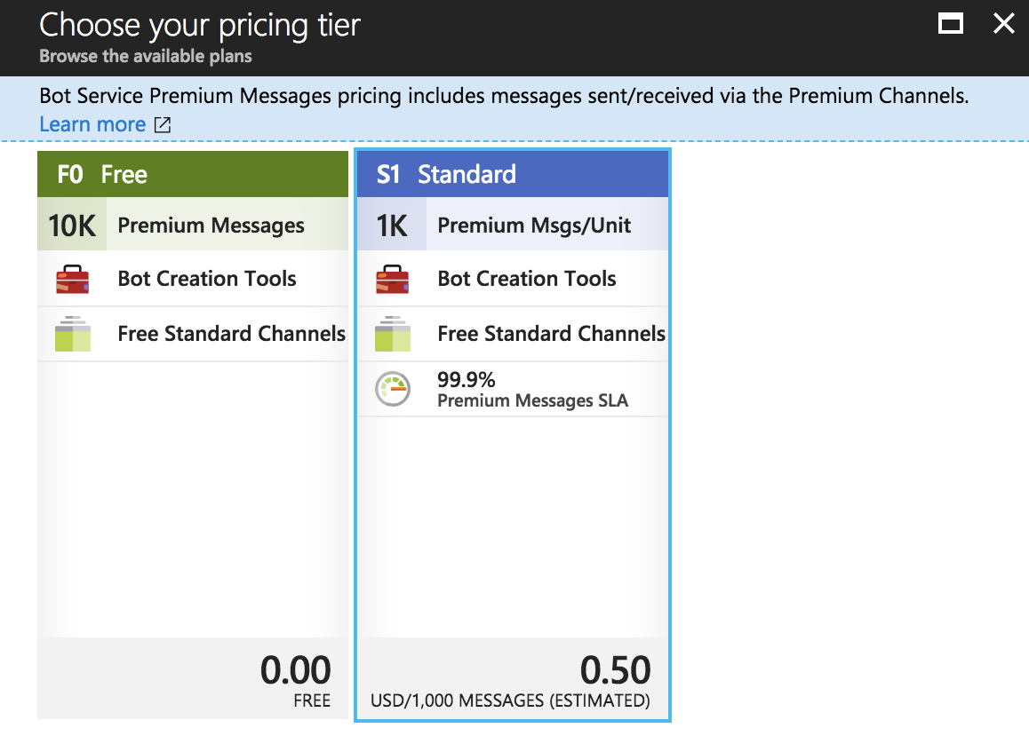 choose your pricing tirer