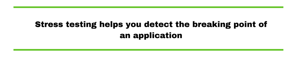 Stress testing helps you detect the breaking point of an application