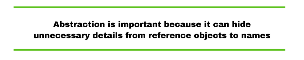 Abstraction is important because it can hide unnecessary details from reference objects to names | C3 oop concepts