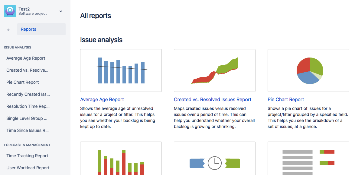 There are many options for reporting data in Jira