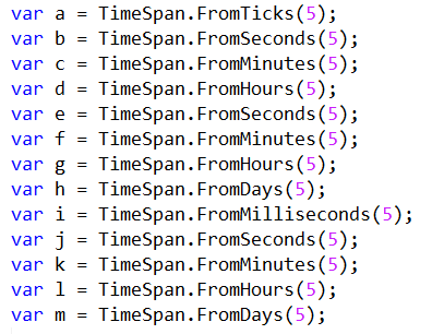 timespanfrom Static Factory Methods 