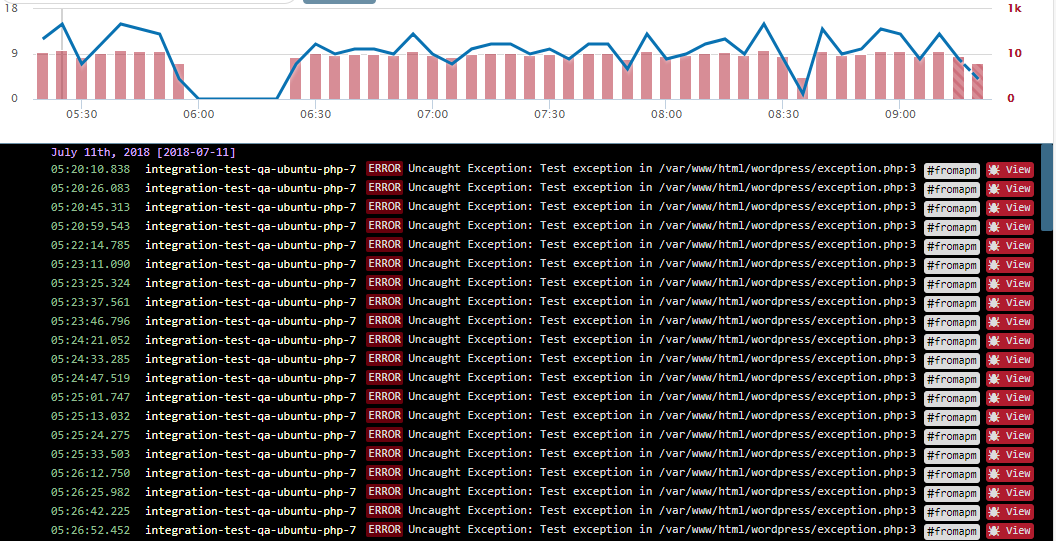 sample screen capture of Retrace’s log viewer