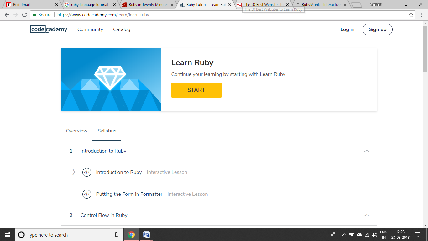 Codeacademy Ruby Tutorial