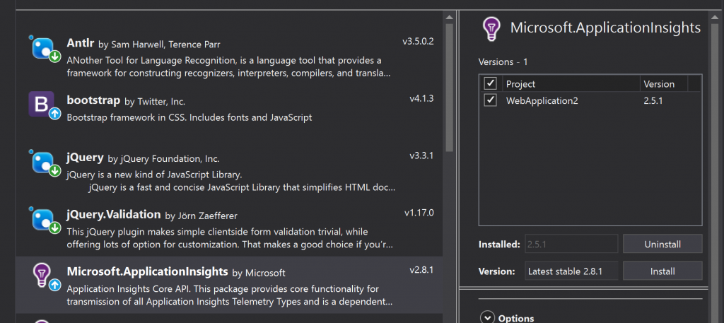 remove all dependencies when uninstalling App Insights