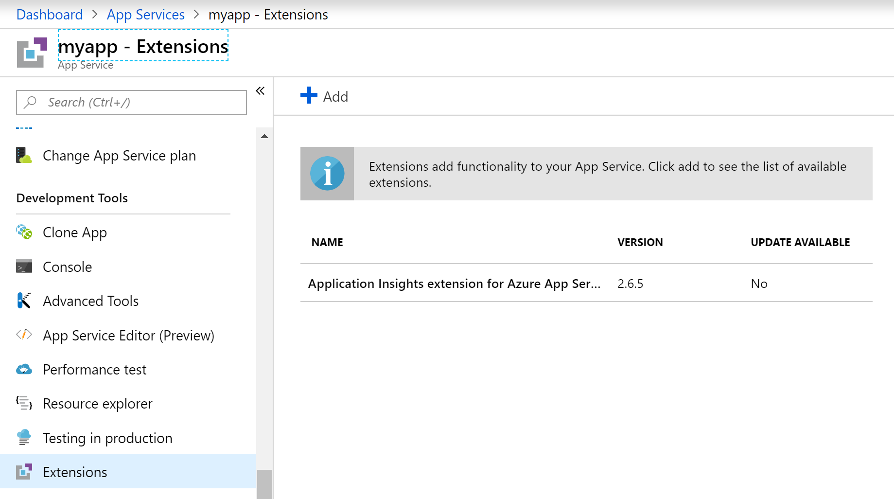 How to disable Application Insights from Azure App Services