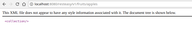 GET calls that return common media types can actually be entered directly into the browser. In the case of GET /apples, you’ll get XML by default: